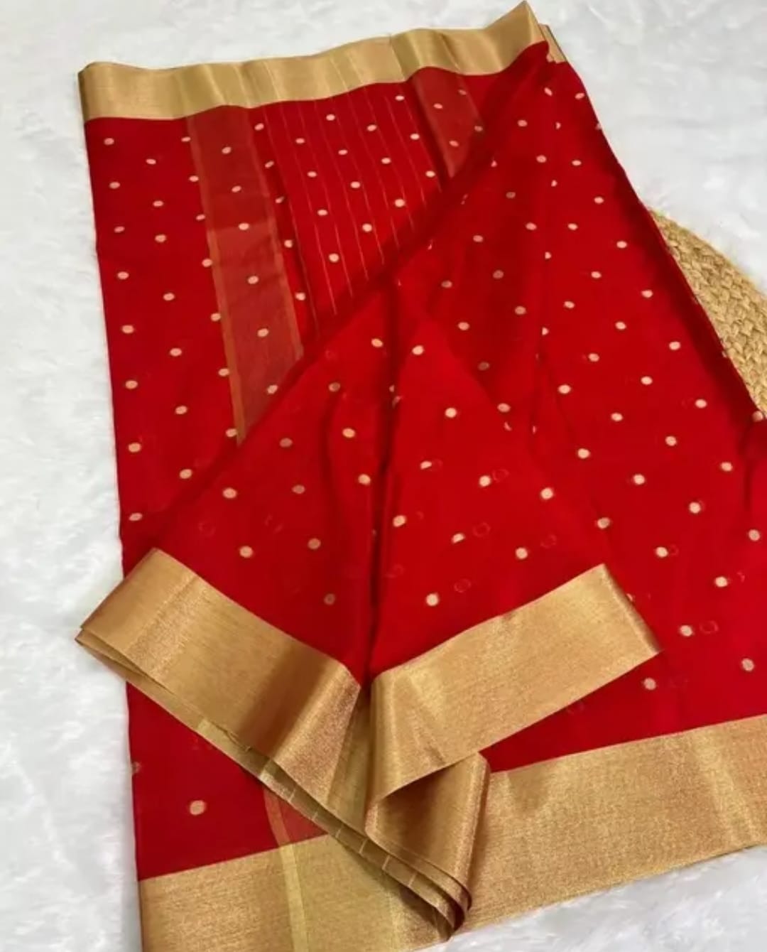 Nayanthara Soft Semi Katan Silk Saree with Gold Border