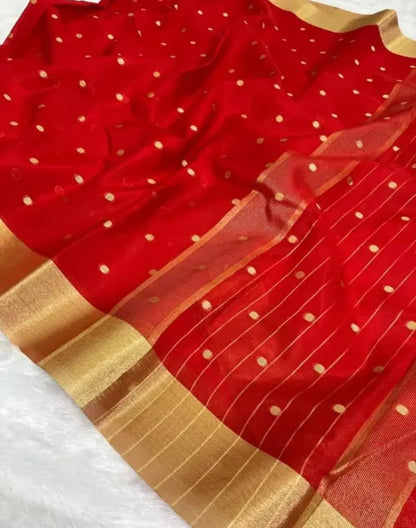 Nayanthara Soft Semi Katan Silk Saree with Gold Border