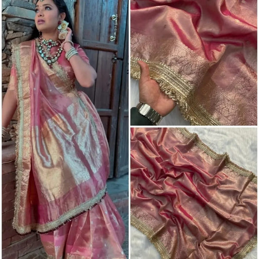 Banarasi Tissue Silk Saree with Lace Work