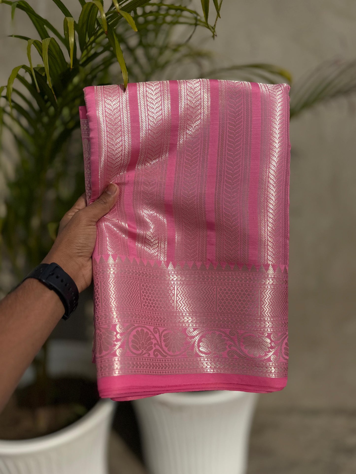 Shreeleela Semi Katan Pink Silk Saree