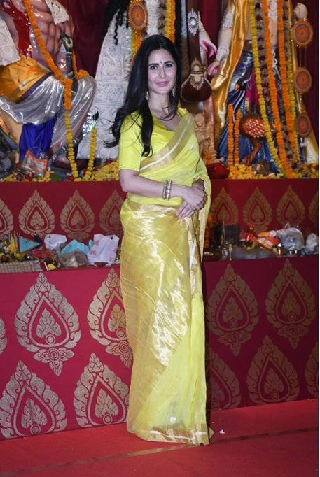 Katrina Kaif Inspired Saree - Banarasi Maheshwari Lelon Alfi Buta Saree