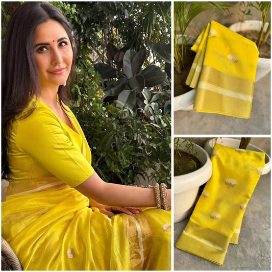 Katrina Kaif Inspired Saree - Banarasi Maheshwari Lelon Alfi Buta Saree