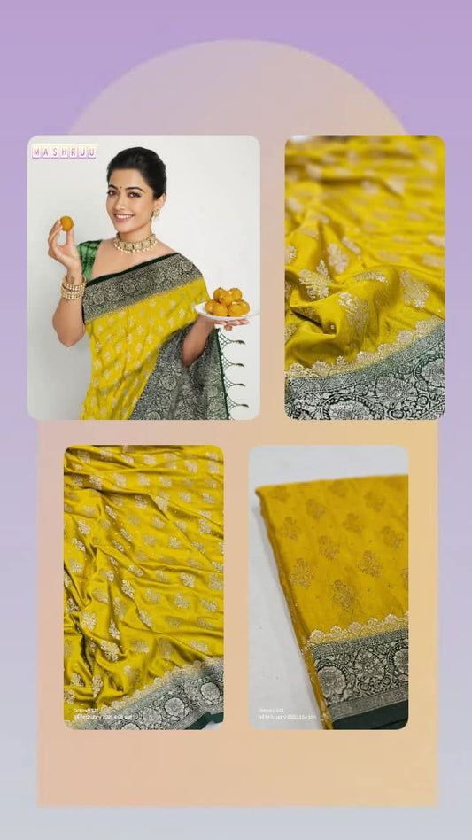 Rashmika Mandanna Saree,  Banarasi Katan Mashru Silk Saree