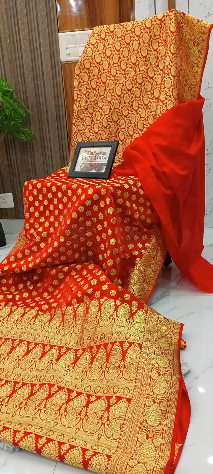 Red Sinduri Banarasi Wedding Bridal Saree