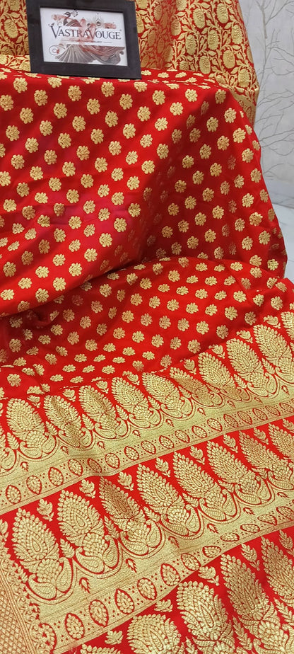 Red Sinduri Banarasi Wedding Bridal Saree