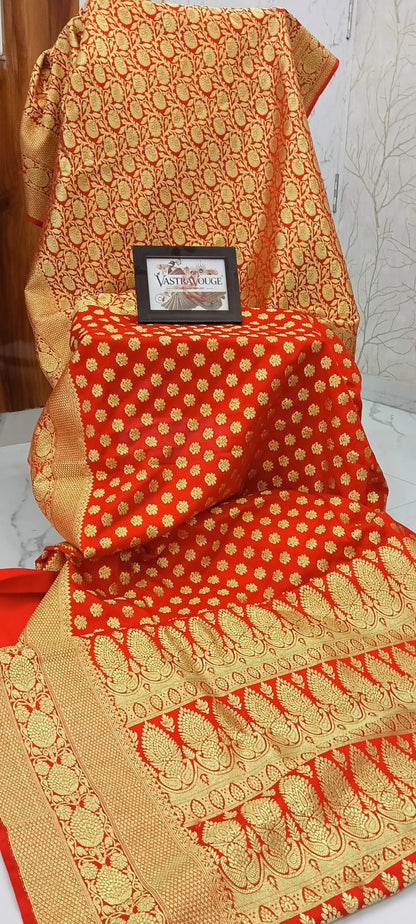 Red Sinduri Banarasi Wedding Bridal Saree