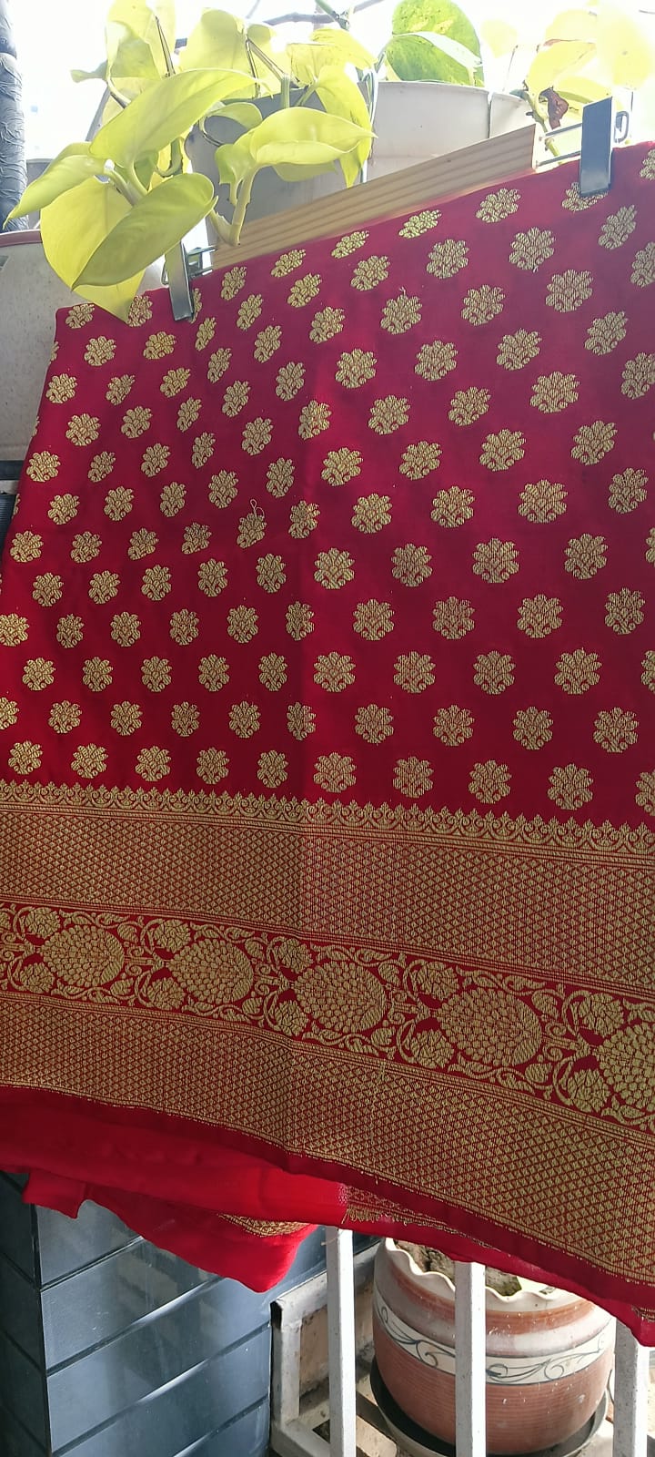 Red Sinduri Banarasi Wedding Bridal Saree