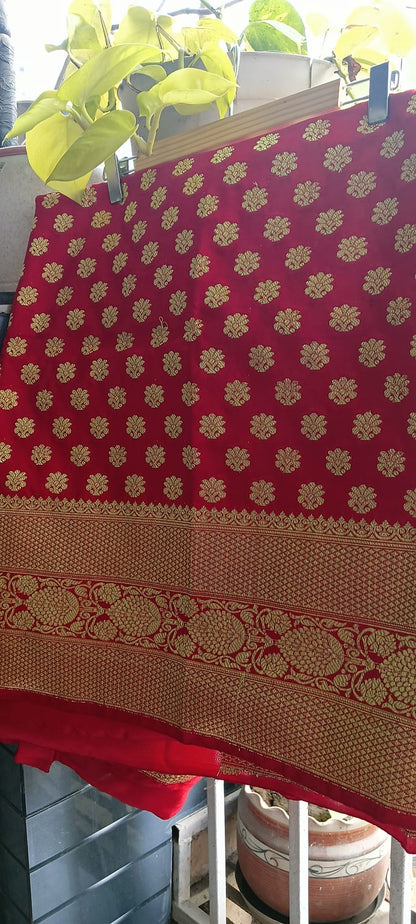 Red Sinduri Banarasi Wedding Bridal Saree