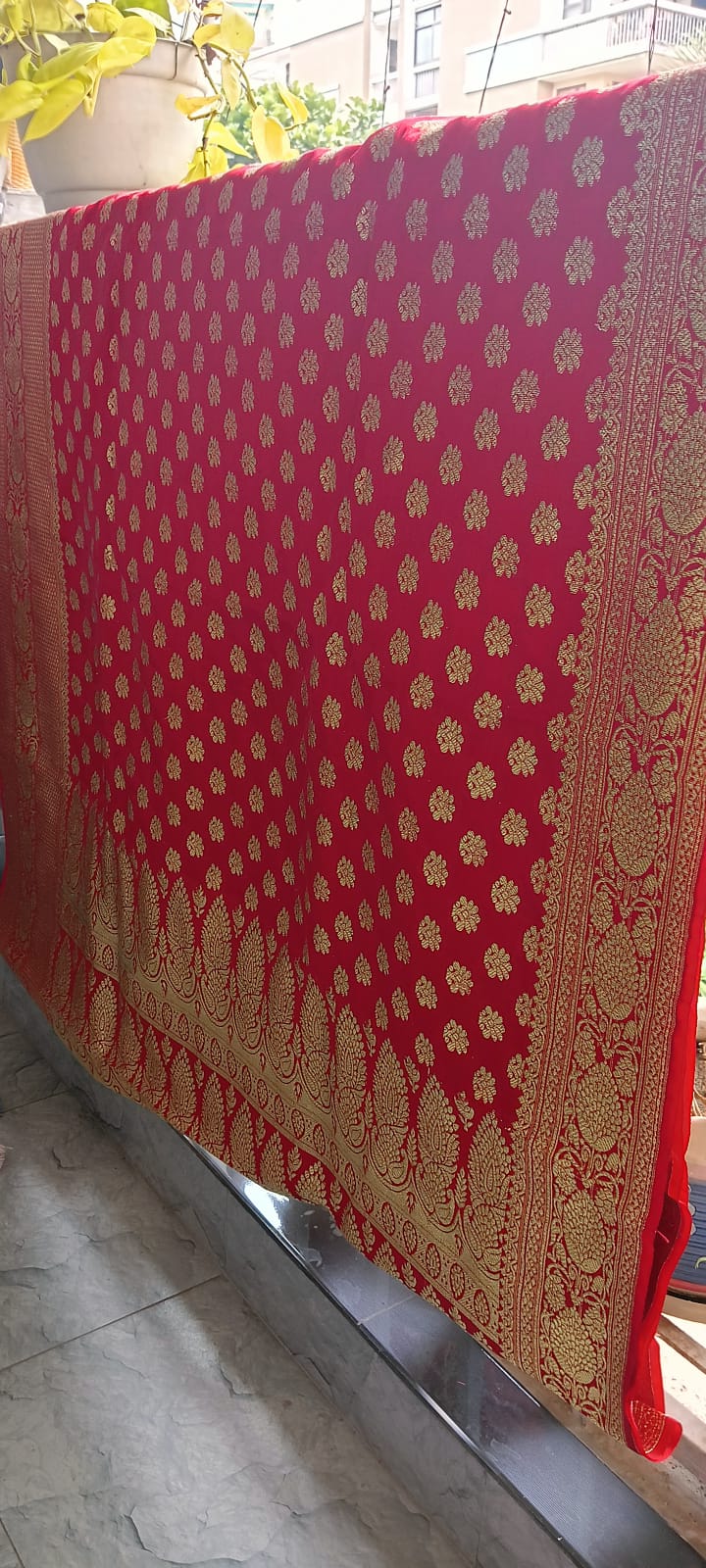 Red Sinduri Banarasi Wedding Bridal Saree