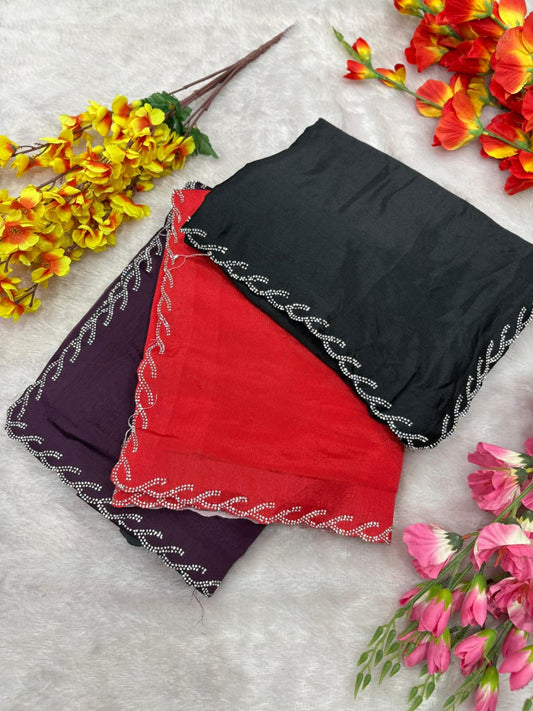 Timeless Elegance – Premium Chinon Silk Saree Collection with Hand Jarkan Work