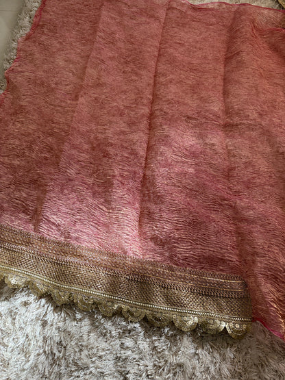 Handloom Banarasi Pure Tissue Silk Crush Saree