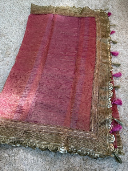 Handloom Banarasi Pure Tissue Silk Crush Saree