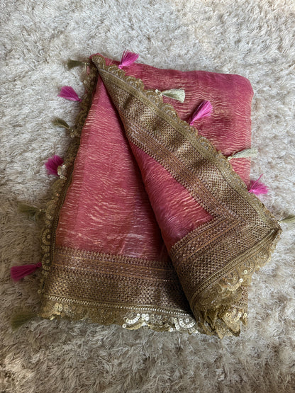 Handloom Banarasi Pure Tissue Silk Crush Saree