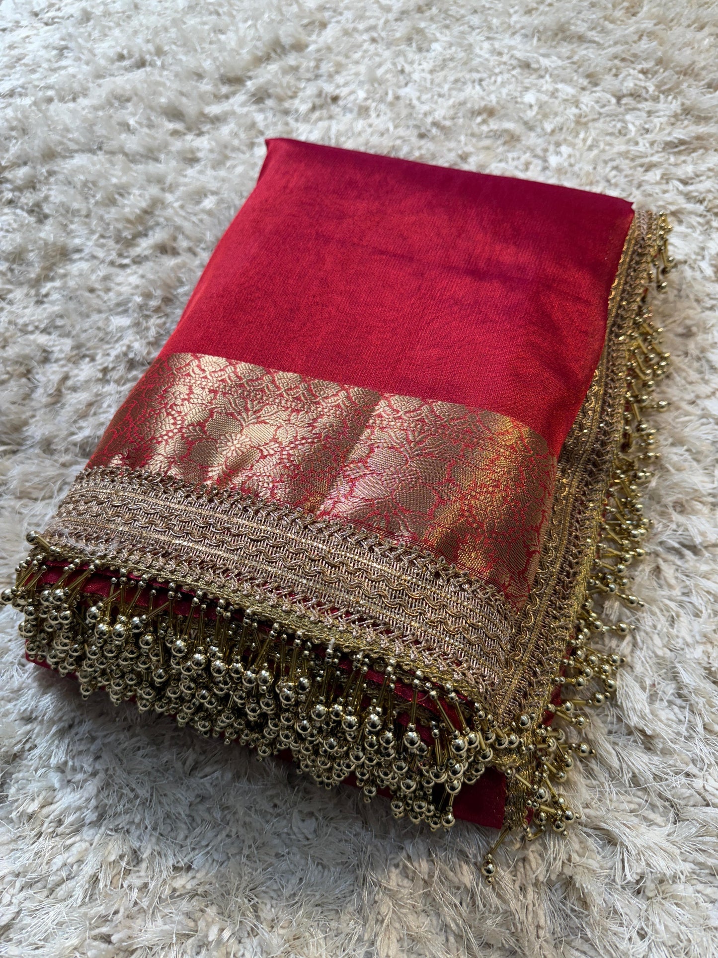 Banarasi Tissue Soft Silk Saree with Gotapatti, latkan handwork lace