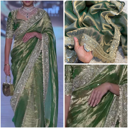 Banarasi Tissue Soft Silk Saree With lace Border;